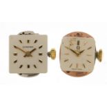 Two ladies wristwatch movements comprising Omega numbered 16914600 and Longines numbered 51769251