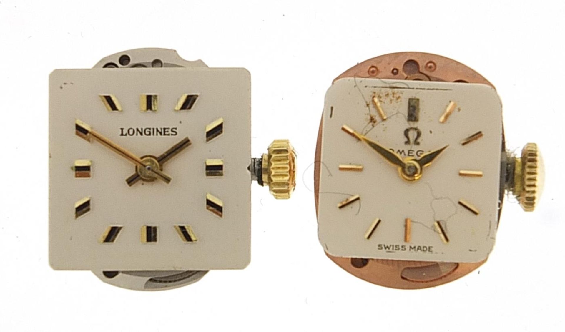 Two ladies wristwatch movements comprising Omega numbered 16914600 and Longines numbered 51769251
