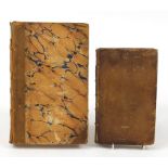 Two antique hardback books comprising Moral Tales by M Marmontel and Walton's Lives by Izaak Walton