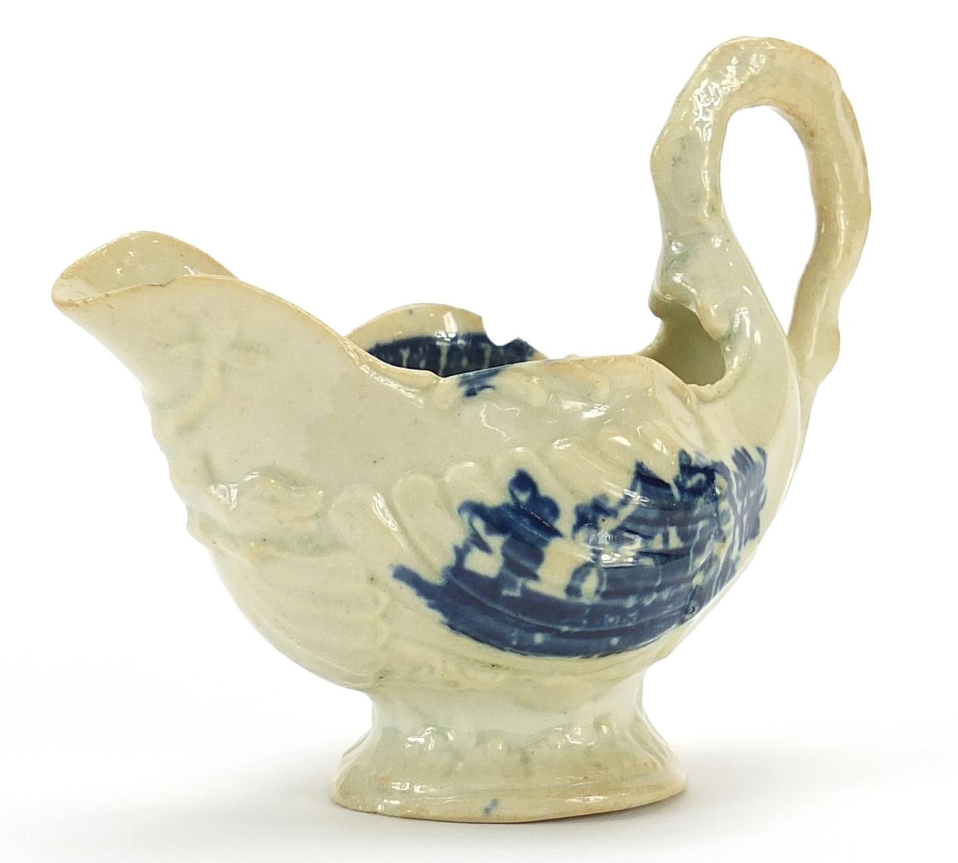 Late 18th century Liverpool porcelain cream jug, 11.5cm in length