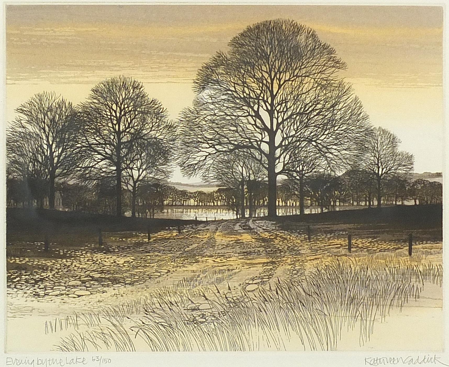 Kathleen Caddick - Road to the Moors, Evening by the Lake, Evening Walk and Melting Snow, four - Image 12 of 21