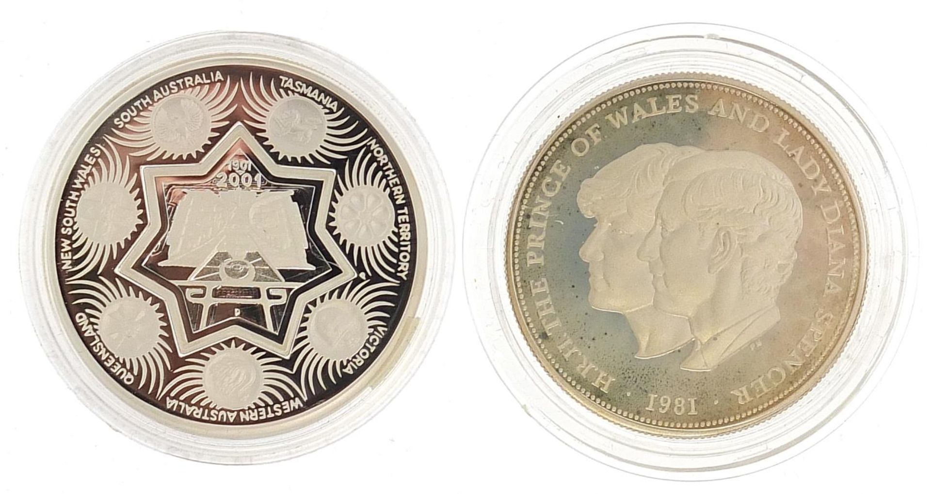 Silver coins comprising The Holey Dollar and the dump, 1981 Prince of Wales & Lady Diana Spencer - Image 2 of 6