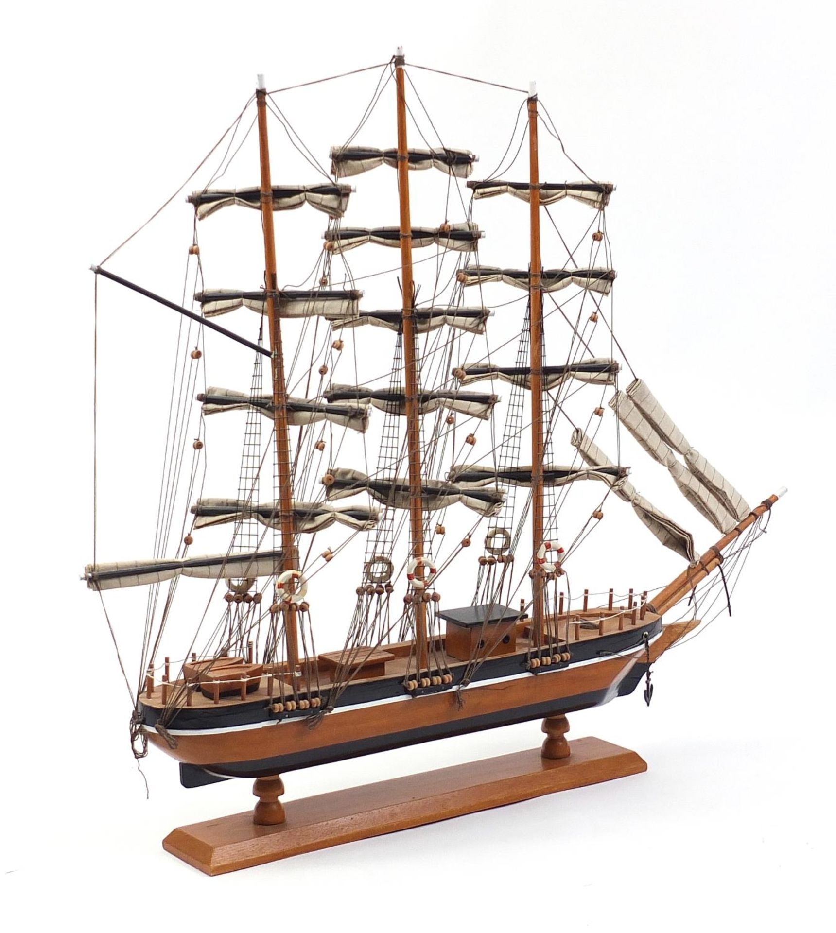 Large wooden model of the Cutty Sark, 80cm in length x 68cm high - Image 2 of 2