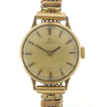 9ct gold ladies Verity wristwatch with 9ct gold strap, 20mm in diameter, 14.6g