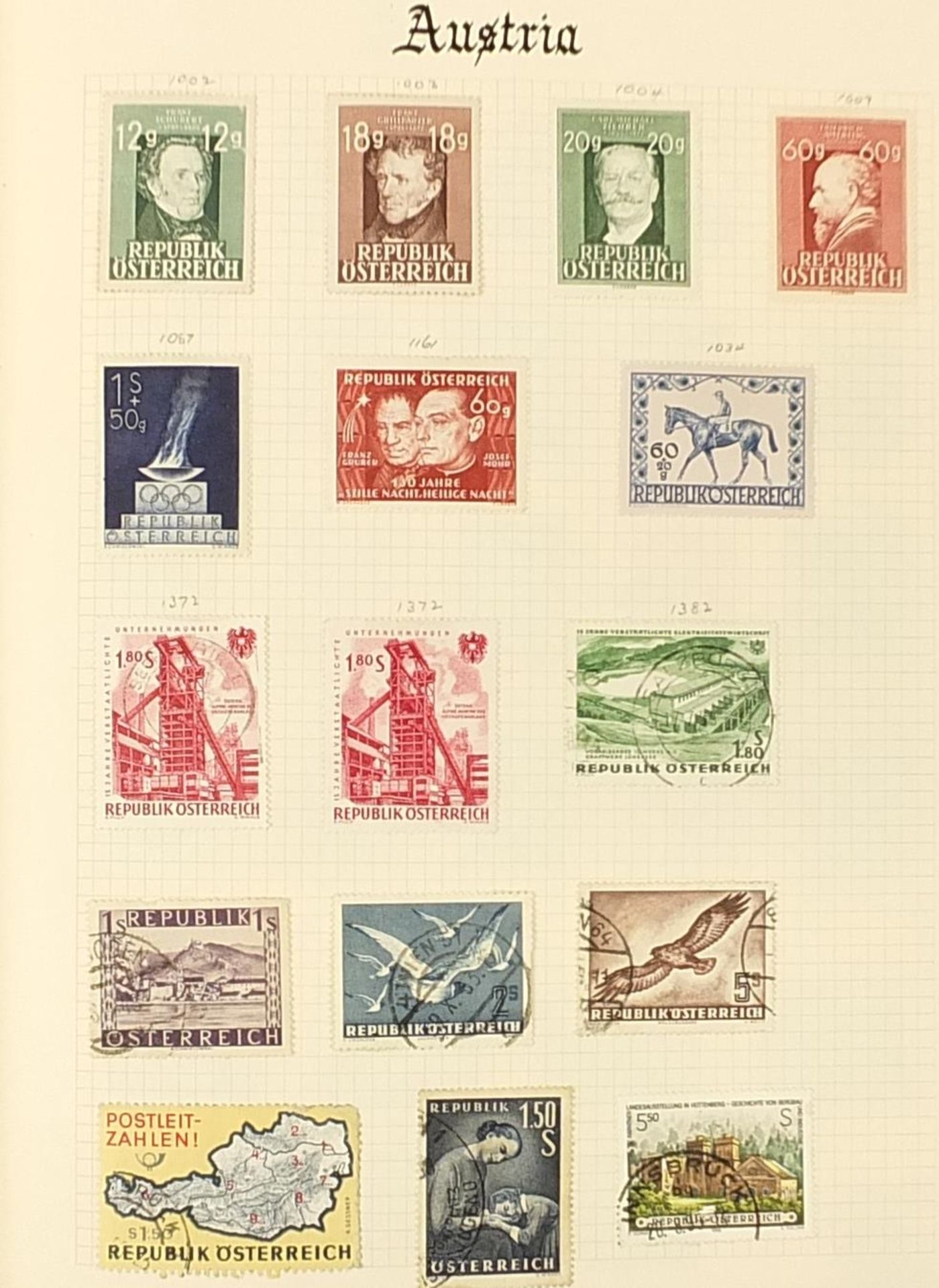 World stamps arranged in an album including Austria, Czech and Danish - Bild 5 aus 6