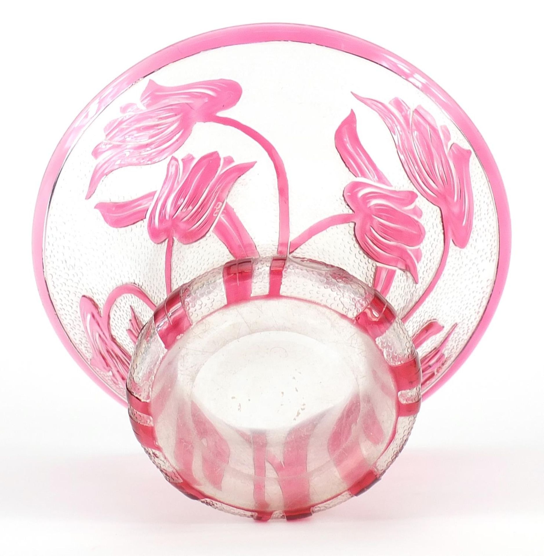 Webb, Art Nouveau cameo glass vase decorated with stylised flowers, 15cm high x 22cm in diameter - Image 4 of 4