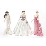 Three Royal Worcester figurines with certificates comprising Catherine, Mia and A New Dawn