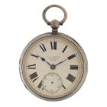 T J Mercer, silver open face pocket watch with fusee movement numbered 36496, London 1885, 51mm in