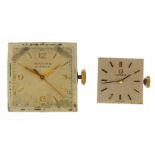 Two wristwatch movements comprising Omega numbered 23102255 and Baume