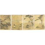 Four Chinese prints of monks in landscapes, each 28cm x 21cm