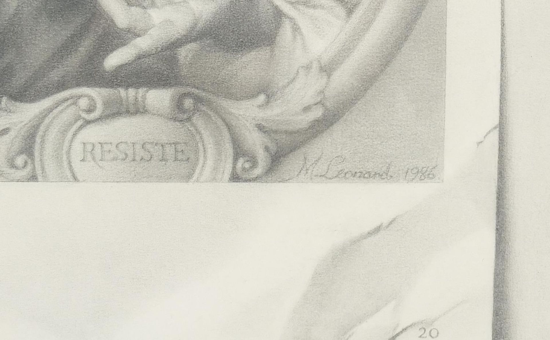 M Leonard - Portrait of a gentleman wearing a peri wig, pencil drawing, Morton Morris & Company, - Bild 3 aus 5