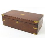 Victorian mahogany campaign writing slope with brass mounts and handles, 16.5cm H x 50.5cm W x