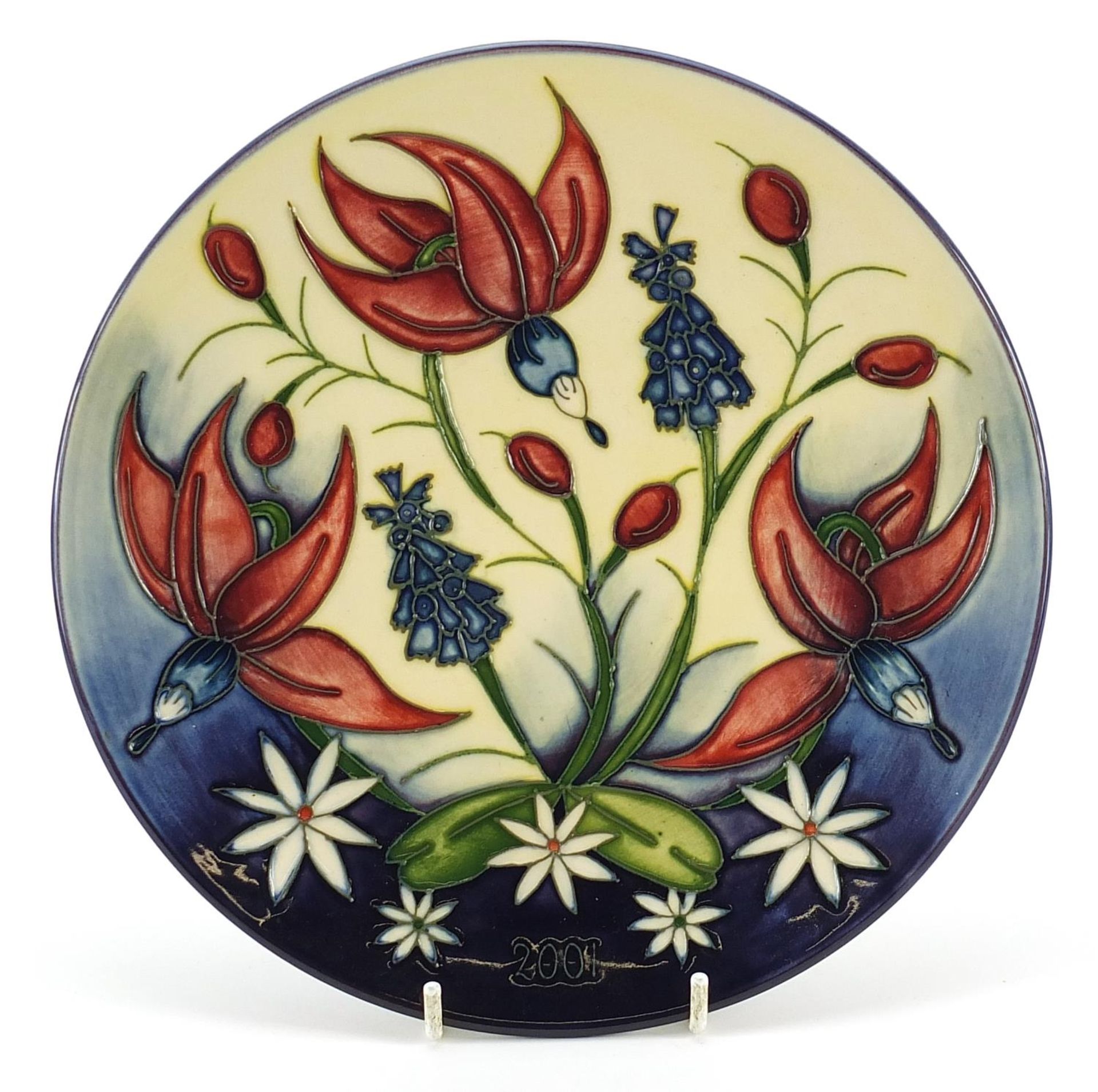 Moorcroft Pottery 2001 year plate by Emma Bossons, limited edition 434/750, 22cm in diameter