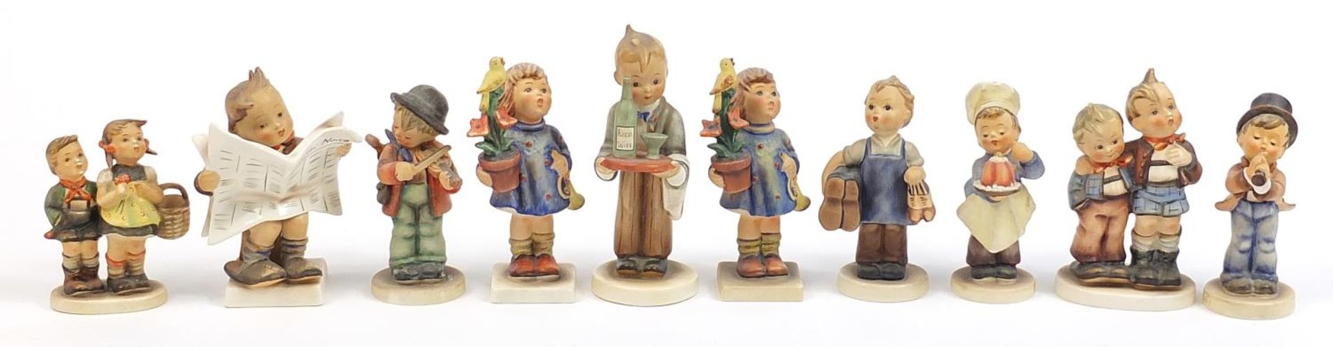 Ten Goebel Hummel figures, the largest 14.5cm high