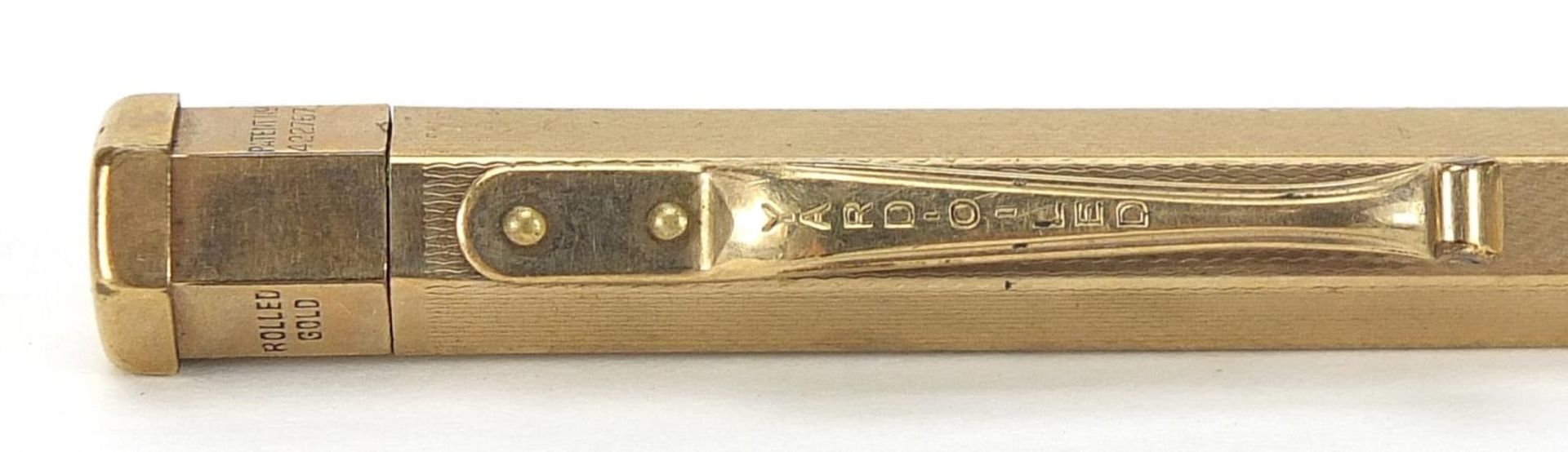 Five gold plated propelling pencils and a white metal dip pen, including Eversharp and Yard-O-Led - Image 3 of 4