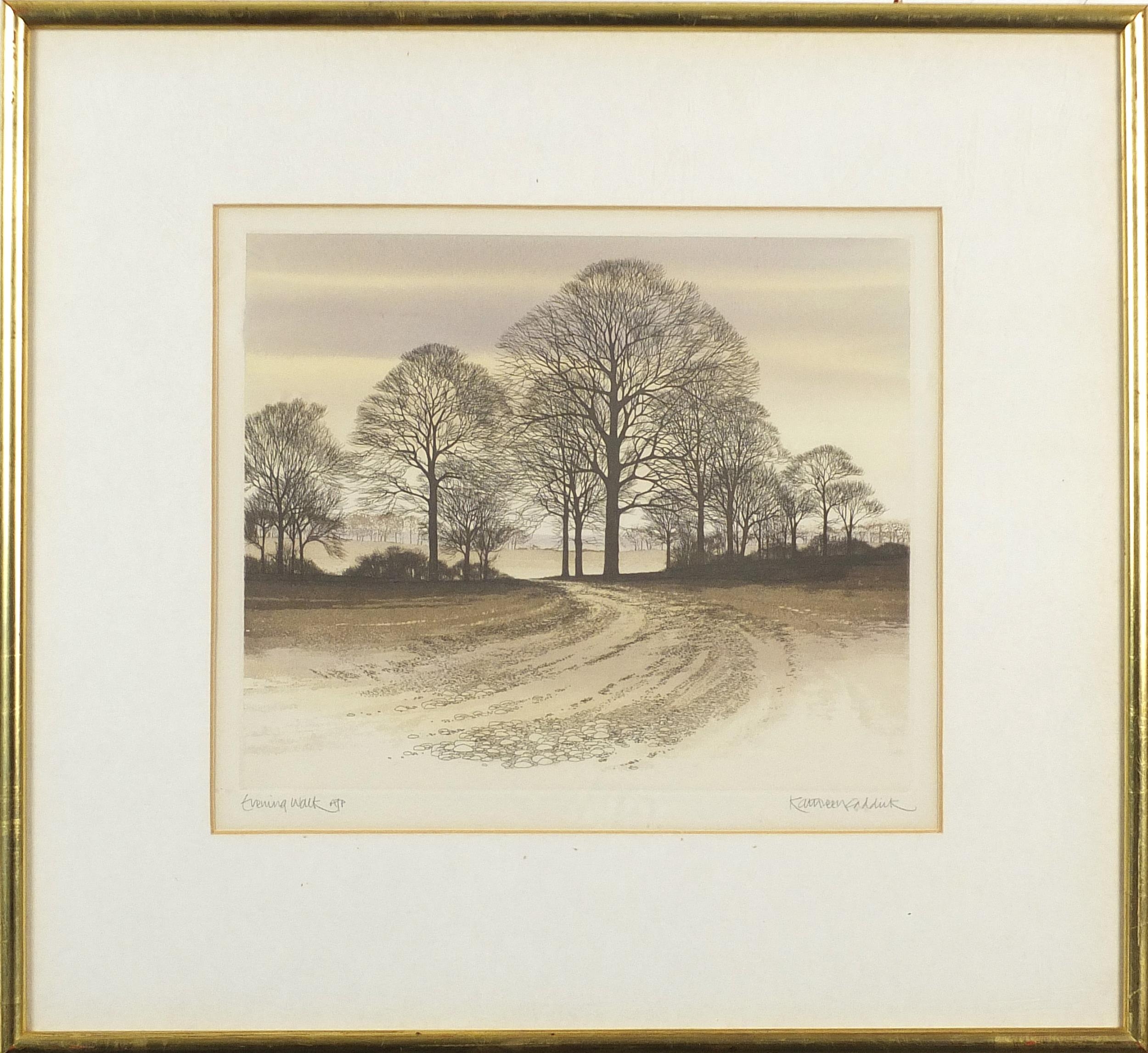 Kathleen Caddick - Road to the Moors, Evening by the Lake, Evening Walk and Melting Snow, four - Image 3 of 21
