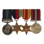 British military World War II four medal group including General Service medal with Palestine bar