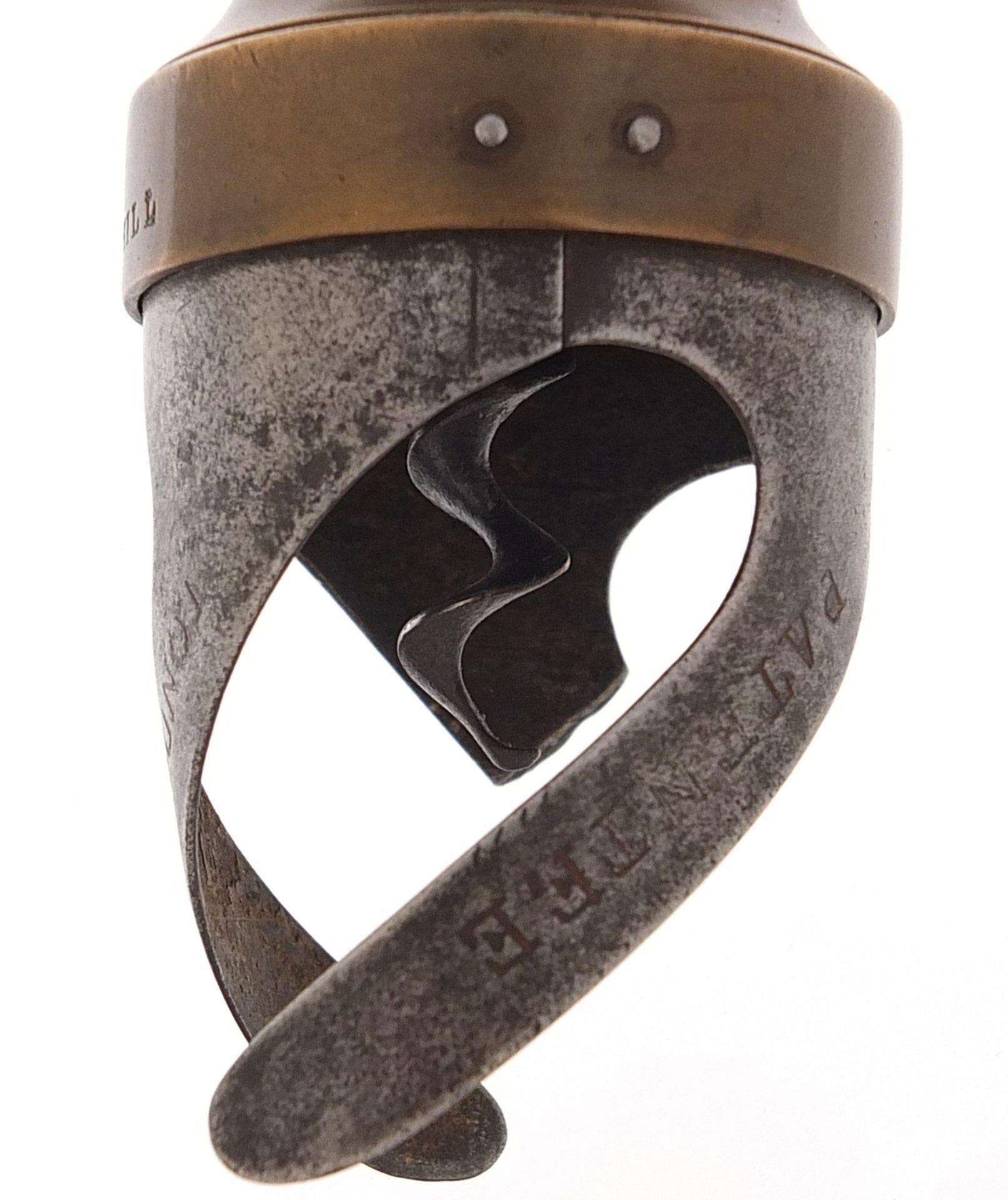 Victorian mechanical corkscrew with side brush impressed Lund Cornhill, 19cm high - Image 6 of 7