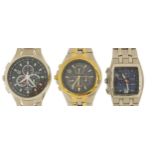 Three gentlemen's Citizen Eco Drive chronograph wristwatches