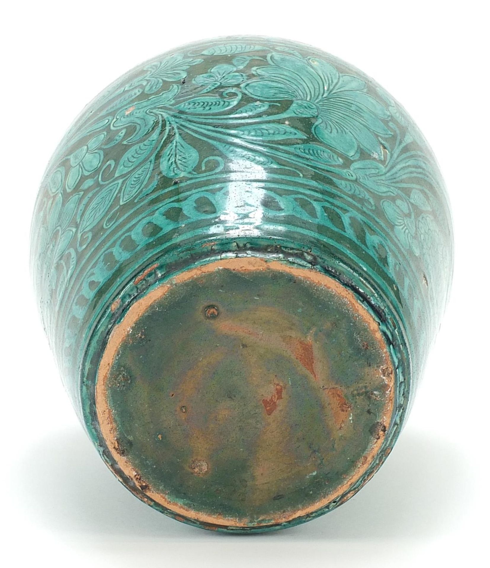 Middle Eastern pottery vase hand painted with flowers, 24.5cm high - Image 3 of 3