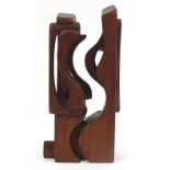 1970's carved teak sculpture in the manner of Brian Wilshire, 43cm high