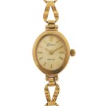 Geneve, ladies 9ct gold Geneve Gold wristwatch with 9ct gold strap, the case 15mm wide, 8.6g