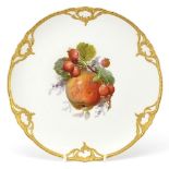 KPM, German porcelain cabinet plate hand painted with fruit, 28.5cm in diameter