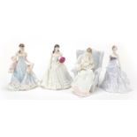 Four Royal Worcester figurines with certificates comprising Hush-a-Bye Baby, With All My Heart,