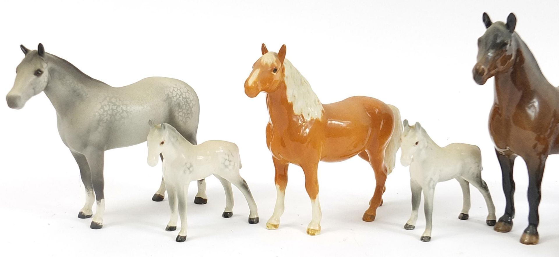 Seven Beswick horses including dapple grey and tan, the largest 20.5cm in length - Image 2 of 4