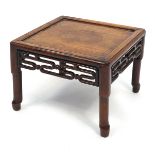 Chinese hardwood occasional table, possibly Hongmu 28cm H x 38cm W x 38cm D