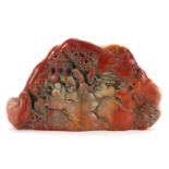 Modern Chinese soapstone style landscape sculpture, 27cm wide