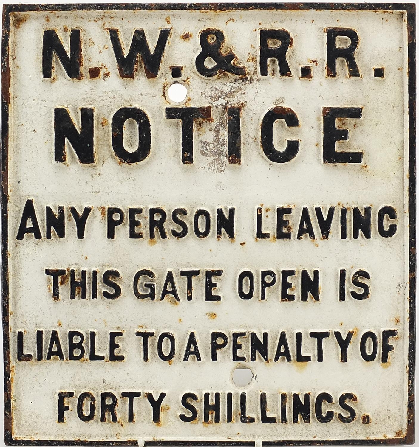Norfolk & Western Railway cast iron notice wall plaque, 28cm x 26cm