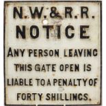 Norfolk & Western Railway cast iron notice wall plaque, 28cm x 26cm