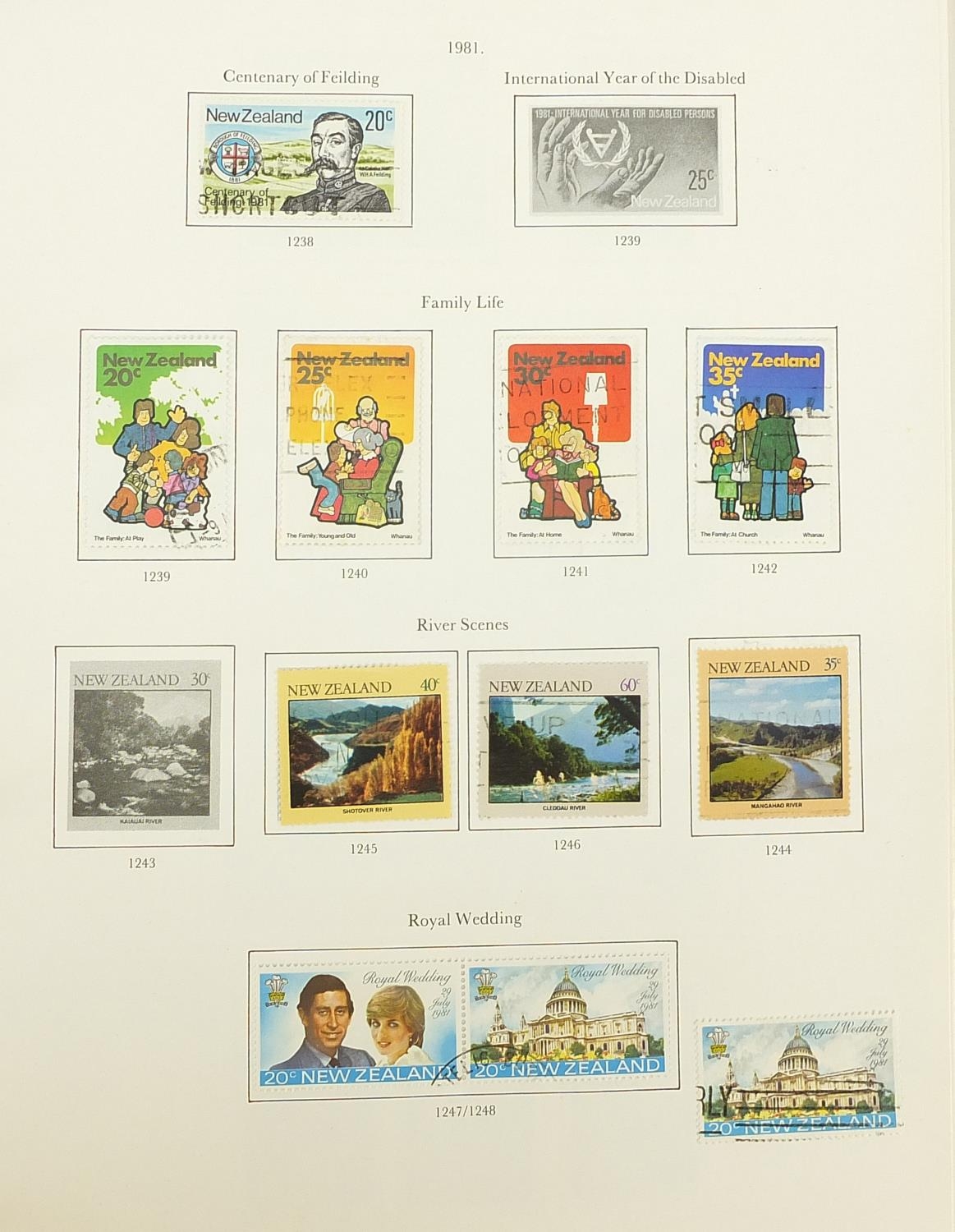 Collection of New Zealand stamps arranged in an album and a black stock sheet of unmounted stamps - Image 6 of 9