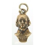 9ct gold Shakespeare bust charm, 1.6cm high, 2.3g