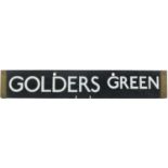 Railway interest enamel Golders Green and Hampstead double sided sign, 62cm x 10cm