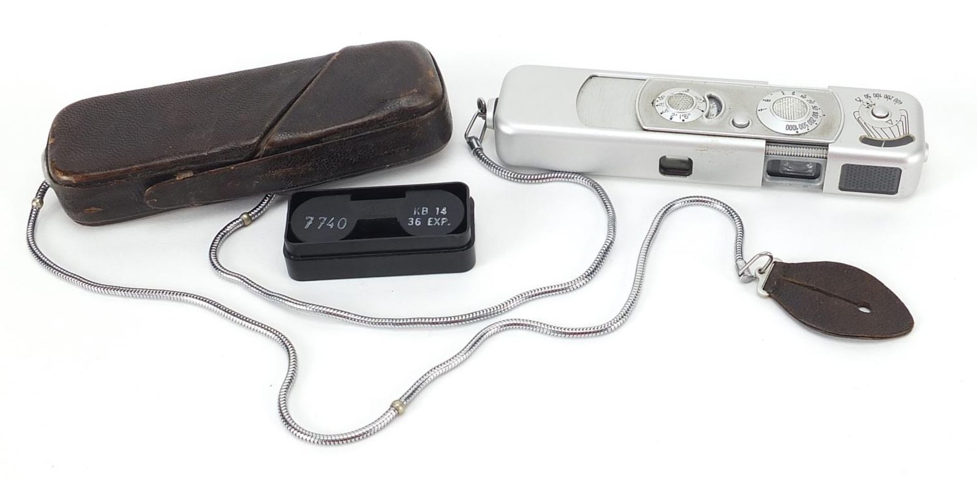 Minox spy camera with leather case