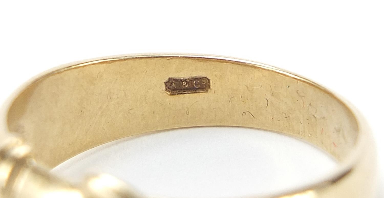 9ct gold diamond buckle ring, size U/V, 6.2g - Image 3 of 6