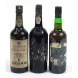 Three bottles of port including Sandeman Clipper