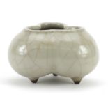 Chinese Ge ware type tripod incense burner, six figure character marks to the base, 10cm wide