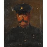 William Edwin Pimm - Portrait of PC Percy Pullen, Sussex Constabulary, early 20th century oil on