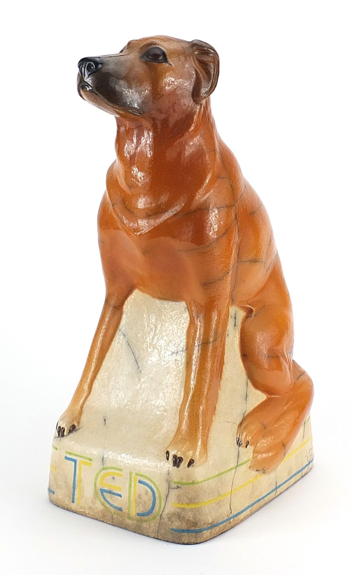Tony Bennett hand painted pottery seated dog, 36cm high