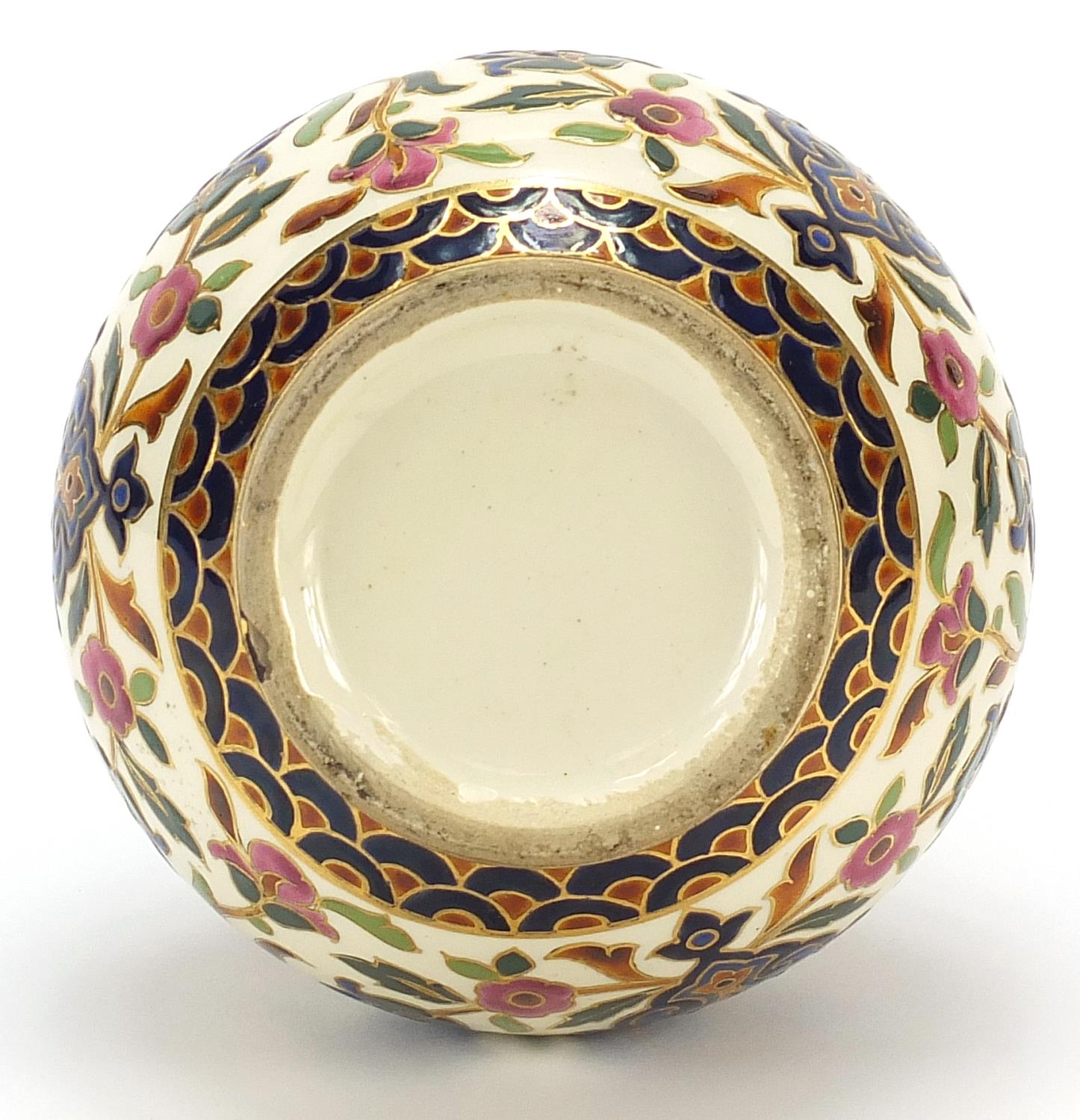 Continental porcelain vase in the style of Zsolnay Pecs hand painted with flowers, 20.5cm high - Image 3 of 3