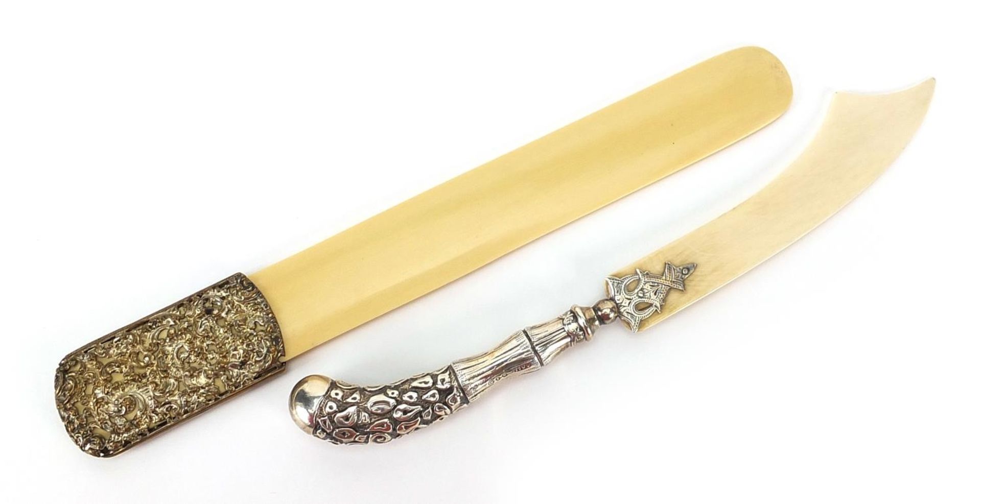 Ivorine page turner and a letter opener with silver handle, the largest 25cm in length - Image 2 of 3