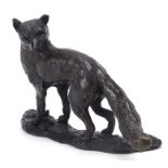 Contemporary Linda Frances patinated bronze study of a fox, 20.5cm in length