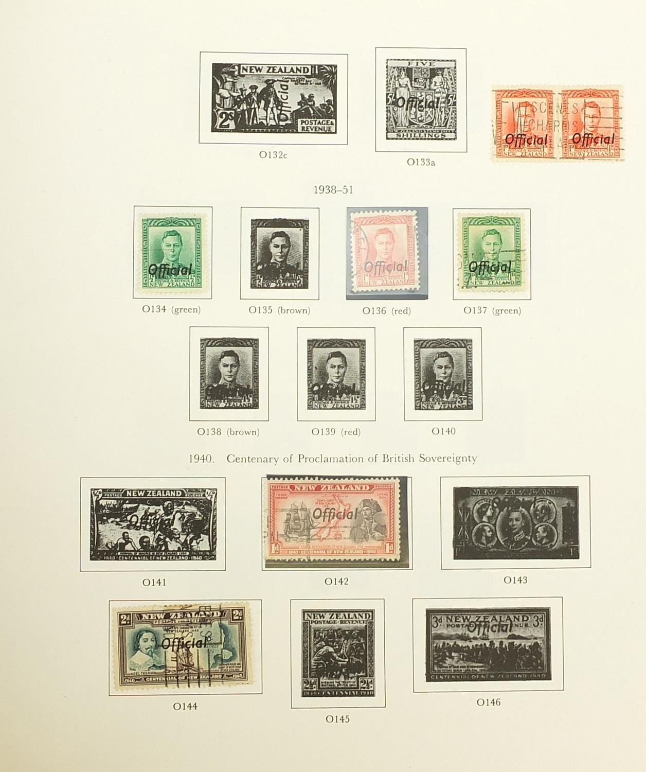 Collection of New Zealand stamps arranged in an album and a black stock sheet of unmounted stamps - Image 8 of 9