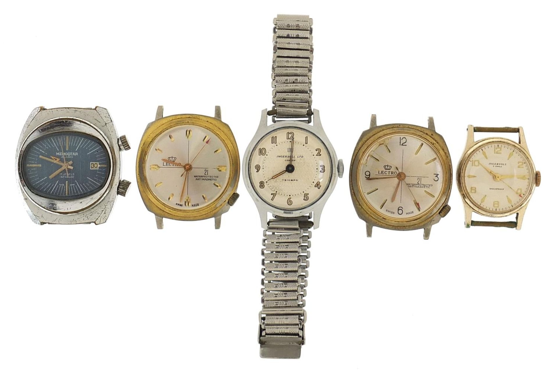 Five vintage wristwatches including Ingersoll Triumph, Memostar alarm, Lectro and Ingersoll - Image 4 of 5
