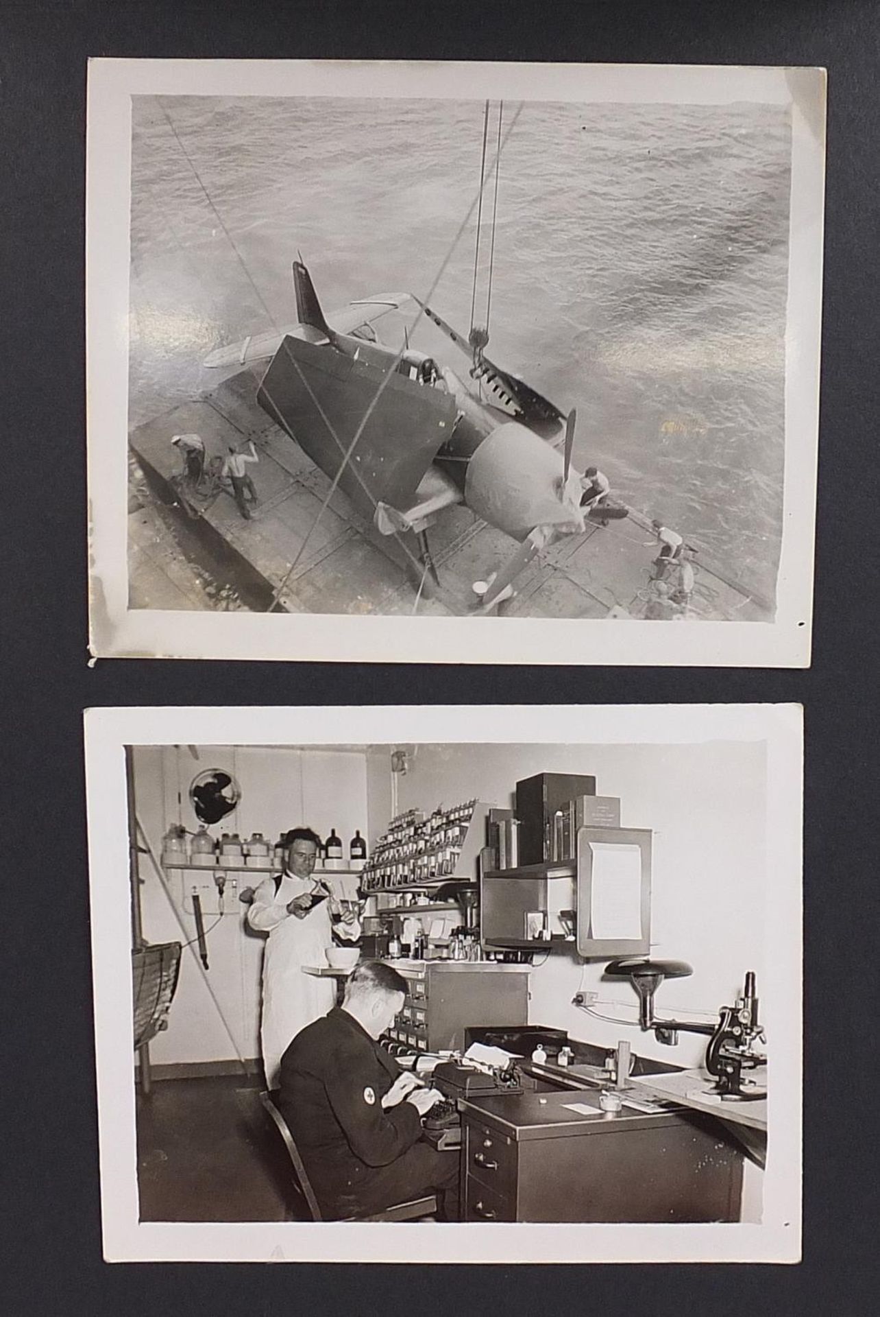 World War II black and white photograph album relating to HMS Rajah Roker class carrier, including - Bild 16 aus 23