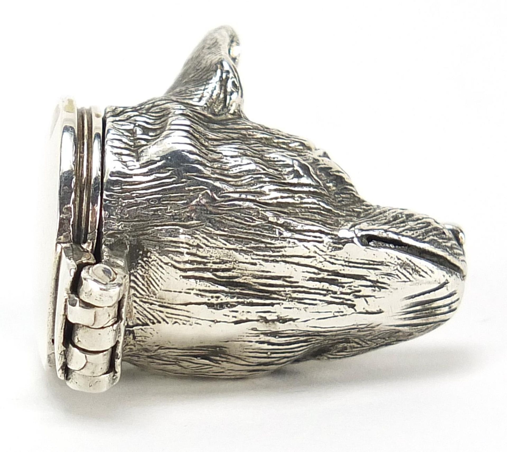 Novelty silver dog's head trinket with hinged lid, 3.2cm high, 34.8g - Image 4 of 4