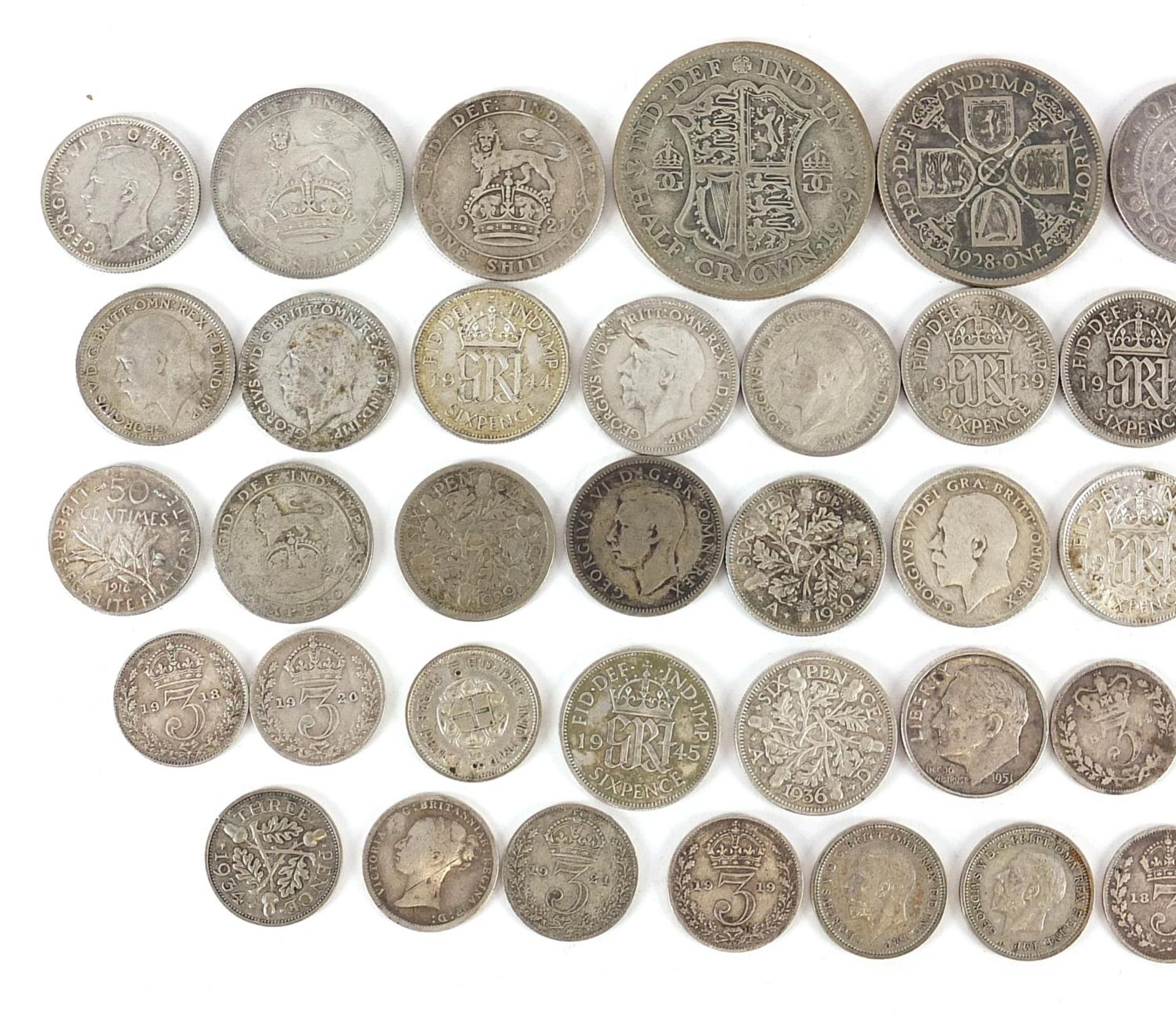 British pre decimal coins including half crowns and sixpences, 126.0g - Image 2 of 3